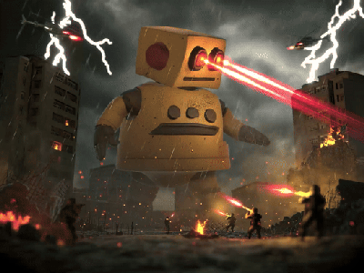 Instructables Robot Laser Battle Scene in Unity