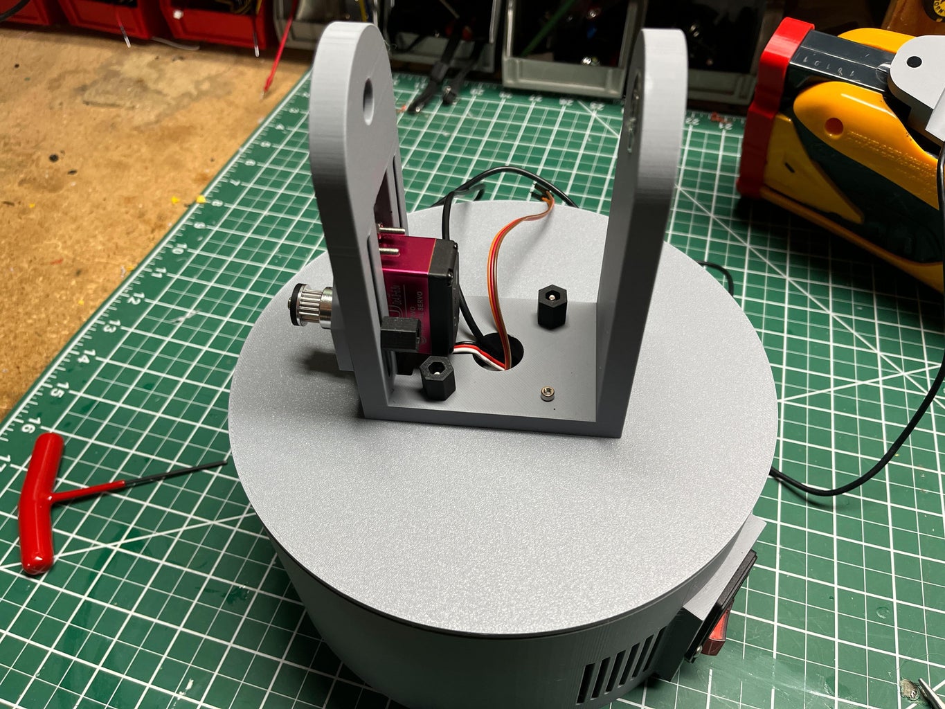 Attach Y-Axis Assembly and Lid to X-Axis Servo Bolts