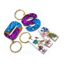 Holographic and Floral Resin Letter Keychains