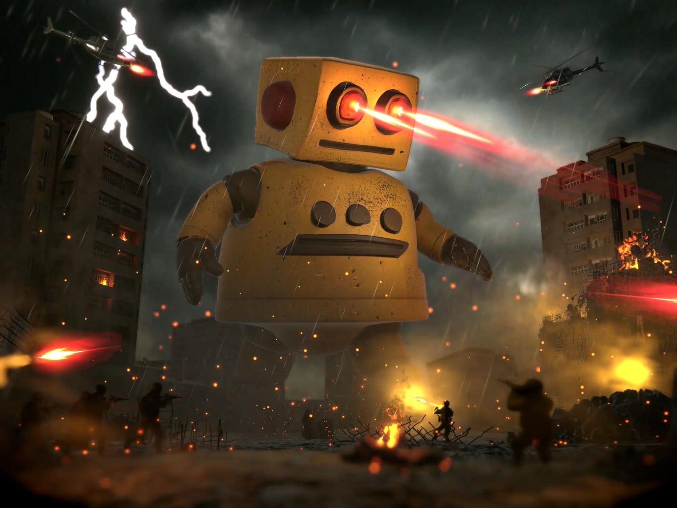 Instructables Robot Laser Battle Scene in Unity